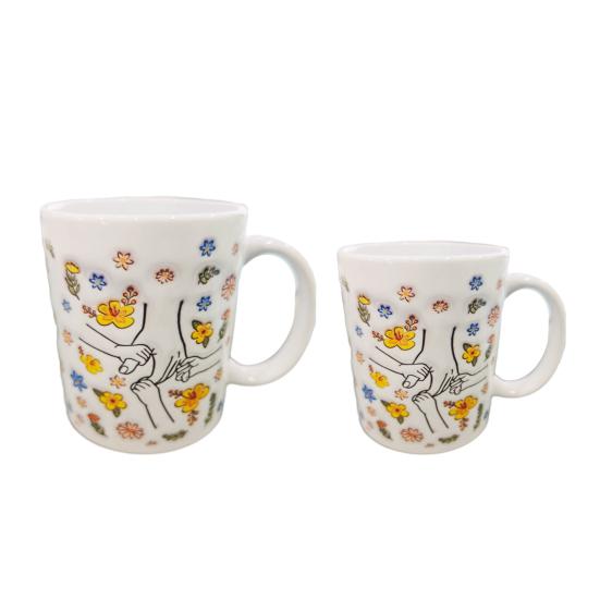 Ceramic Coffee Mug for Mom Floral Water Mug 11/15oz C-type Handle Drinking Cup Handcrafted Birthday Christmas Gift for Mom Grandma Daughter