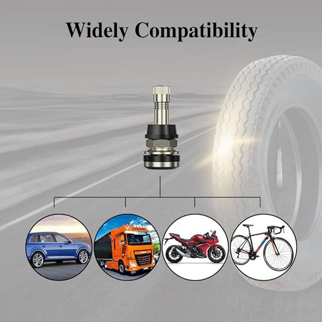 Set di 4 Pezzi Valvole per Pneumatici Auto in Metallo Valvole per Pneumatici in Metallo Valvole per Pneumatici in Metallo Valvole a Montaggio Esterno Stelo Valvole in Acciaio Inossidabile