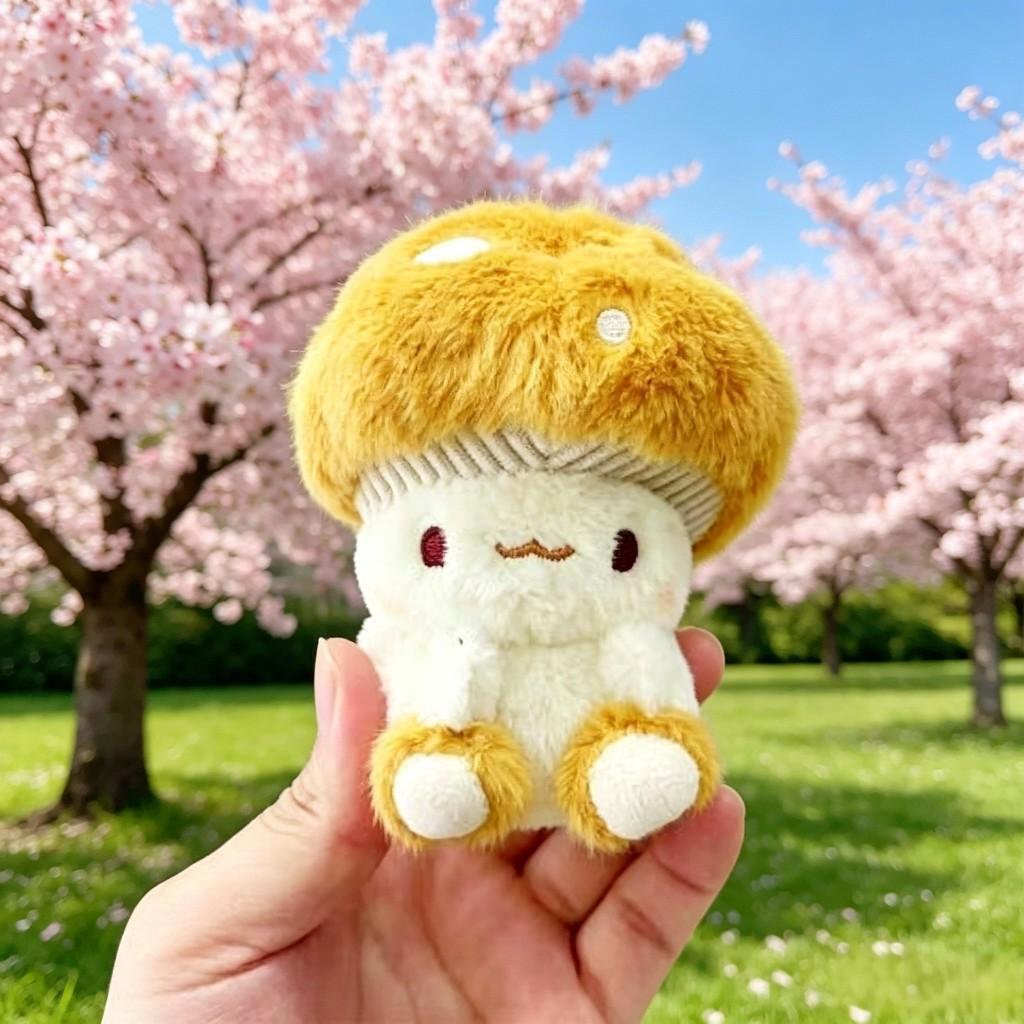 Cute Mushroom Plush Keychain, Cartoon Doll Pendant for Bags & Couples