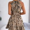 GMXIA Women's Fashion  Leopard Print Summer Spring Sleeveless Slim Cocktail & Evening Dresses