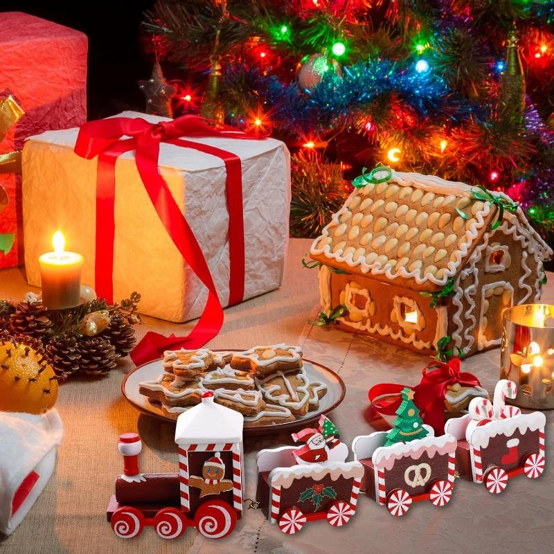 Christmas Train Painted Wooden Christmas Decorations Mini Christmas Tree Train Christmas Table Decorations Party Decorations