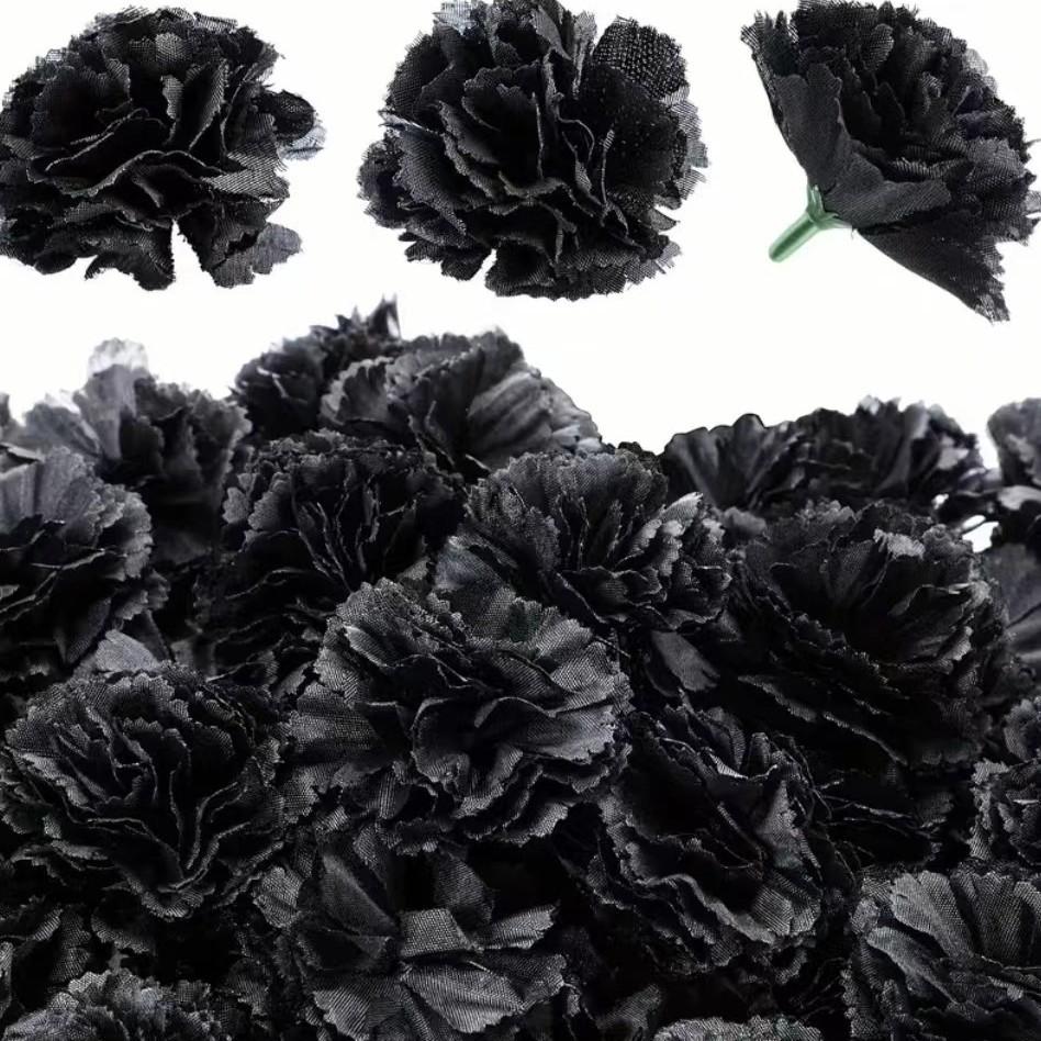 

50 шт. Штучні головки квіток чорнобривців Головки чорнобривців Штучні квіти для декору Гірлянда Прикраси до Дня мертвих DIY Ремесло Гірлянда з чорнобривців 50pcs чорний