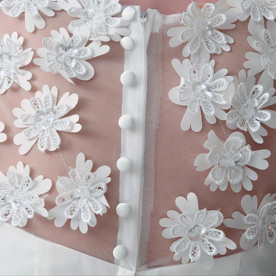 Dantelă albă nouă scurtă mireasă nuntă cină întâlnire anuală gazdă domnișoară de onoare soră grup rochie mică fată