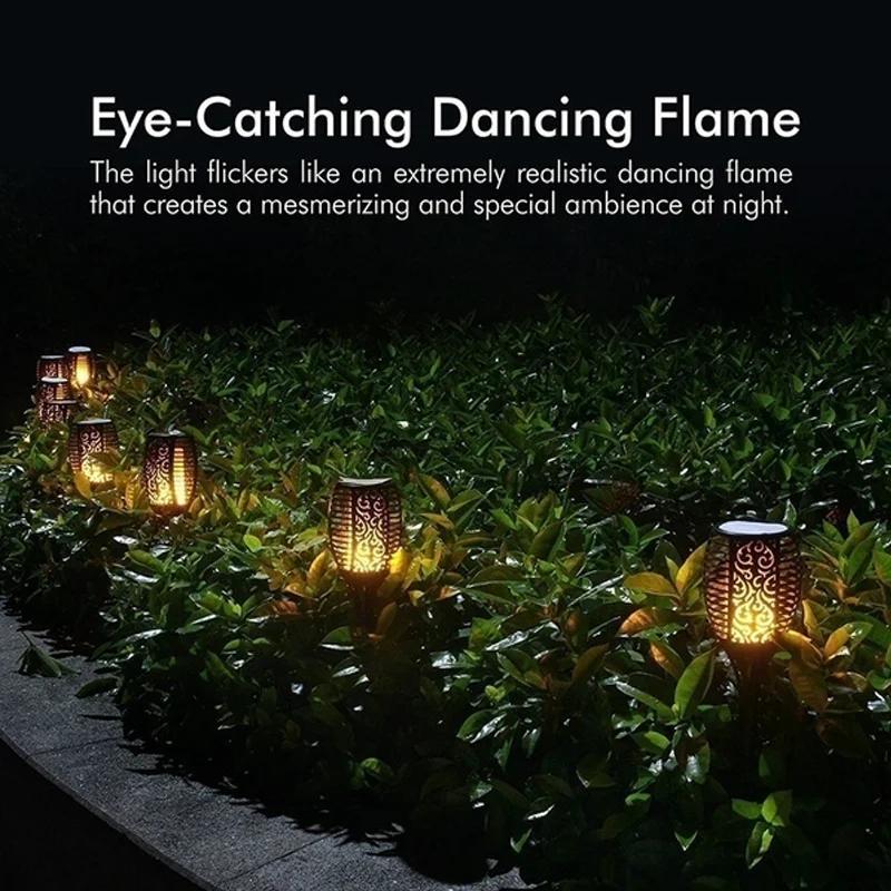 Flickering Flame Solar Garden Lights, Waterproof Outdoor Lawn Lamp Realistic Fire Effect for Yard Patio Pathway Halloween Holiday Decor Lighting