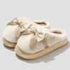 Purple Bow Cotton Slippers Autumn and Winter Home Indoor Couple Home Non-slip Plush Warm Cotton Mop