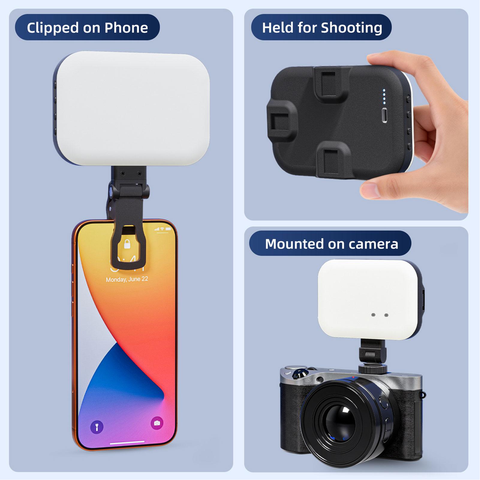 

LED Photography Light 60 LED Beads Portable Rechargeable Phone Fill Light 3 Lighting Modes 10 Brightness Levels for