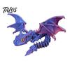 Desktop Fantasy Display Ornament 3D Printed Articulated Dragon Figurine with Adjustable Wings and Unique Eyes, Wing Toy Movable Joints Sculpture