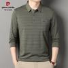 Pierre Cardin Men's Striped Print Long Sleeve Polo Shirt