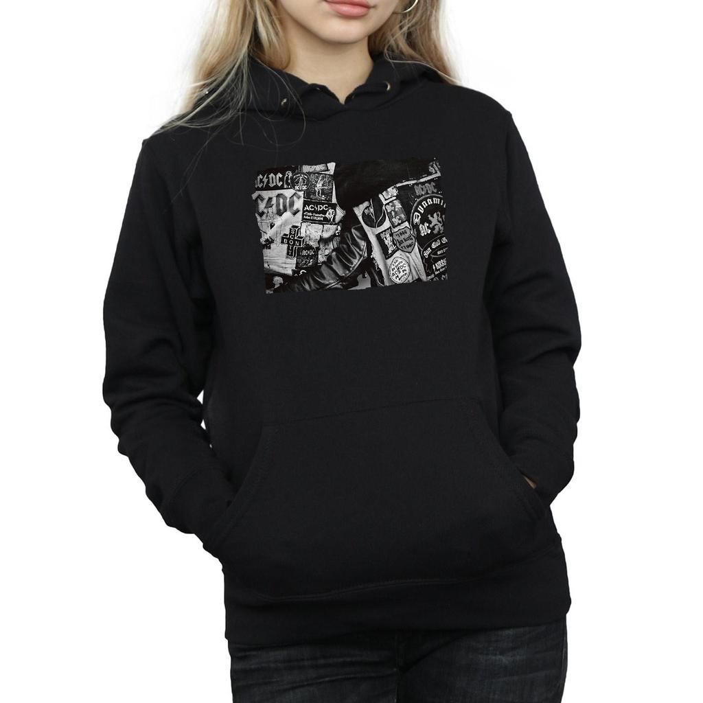 AC/DC Womens/Ladies Badges And Posters Collection Hoodie