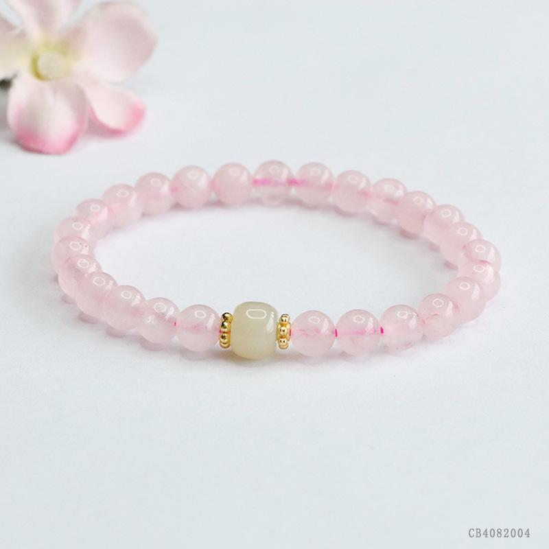 Juanyu Pink Crystal & Nephrite Jade Women's Bracelet