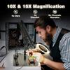 10X LED Magnifying Glass with Magnetic Base 3 Color Modes Adjustable Soldering Station with Stand for Electronics/Jewelry Repair