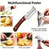 Multi-Functional Vegetable Peeler Kitchen 2 In 1 Stainless Steel Peeler With Wooden Handle And Bottle Opener