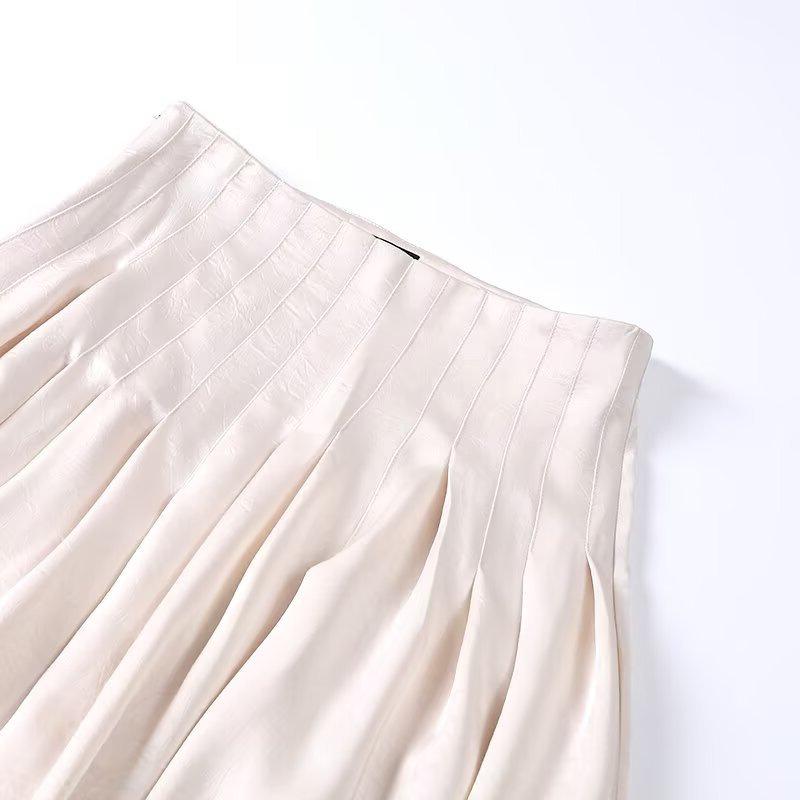 Women's Elegant Pleated Midi Skirt - Summer Fashion