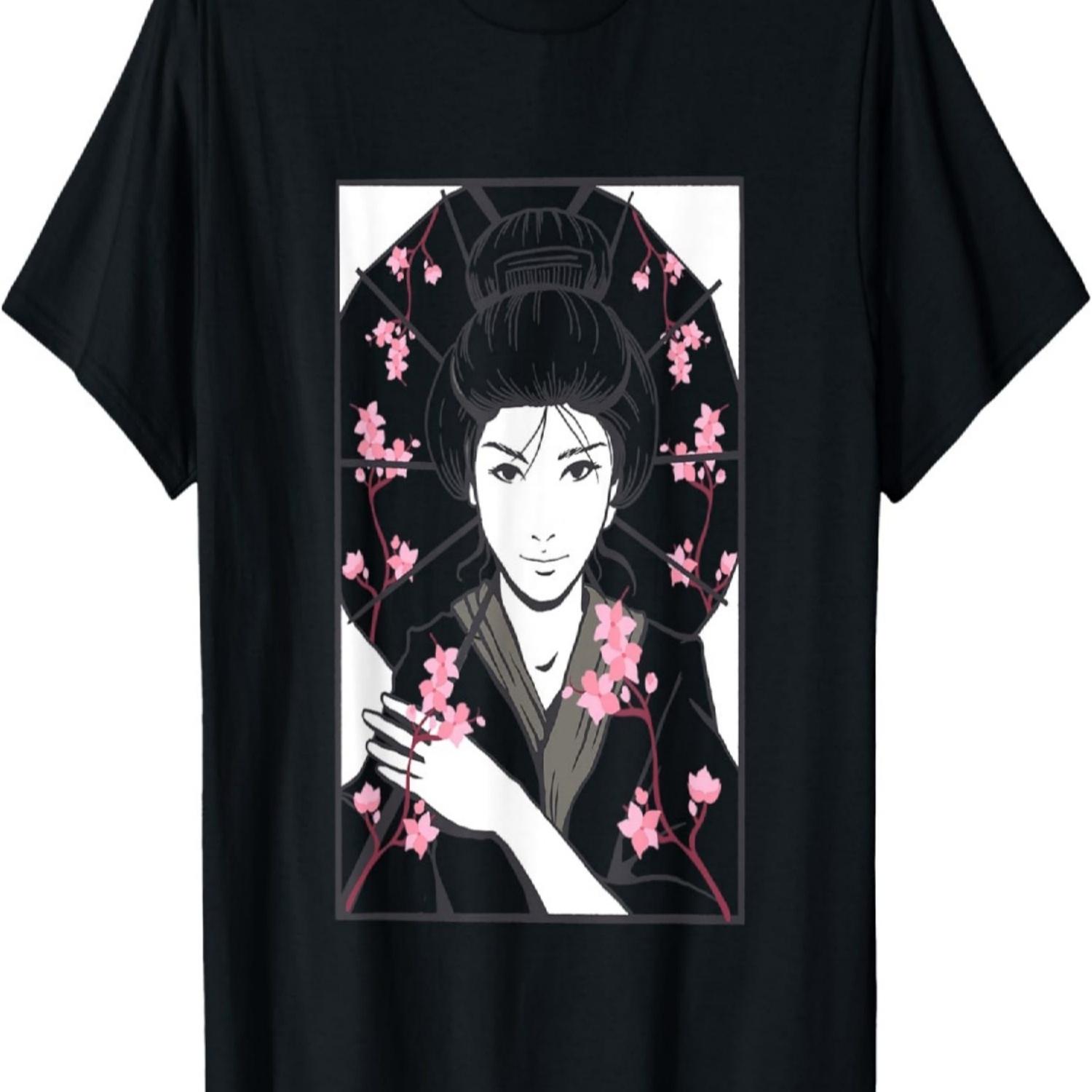 Geisha Japan Culture Sakura Cherry Blossom Geisha Girl T-Shirt S