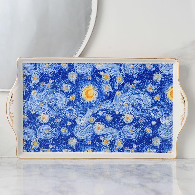 European Ceramic Blue Bathroom Five-piece Set Gold Border Gargle Cup Shampoo Bottle Soap Dish Wedding Gift Bathroom Accessories