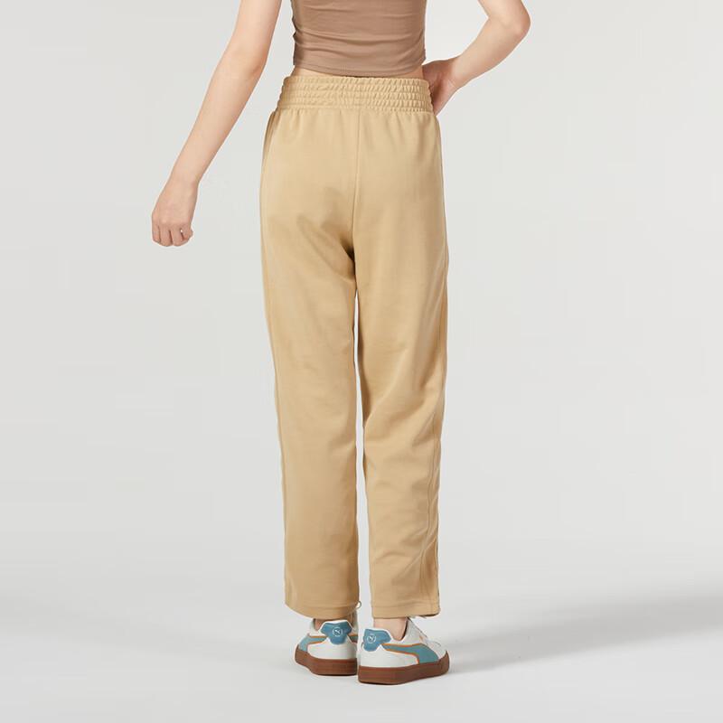 Puma Solid Color Elastic Waist Straight Leg Knit Sports Pants Women Pants Brown 623471-84