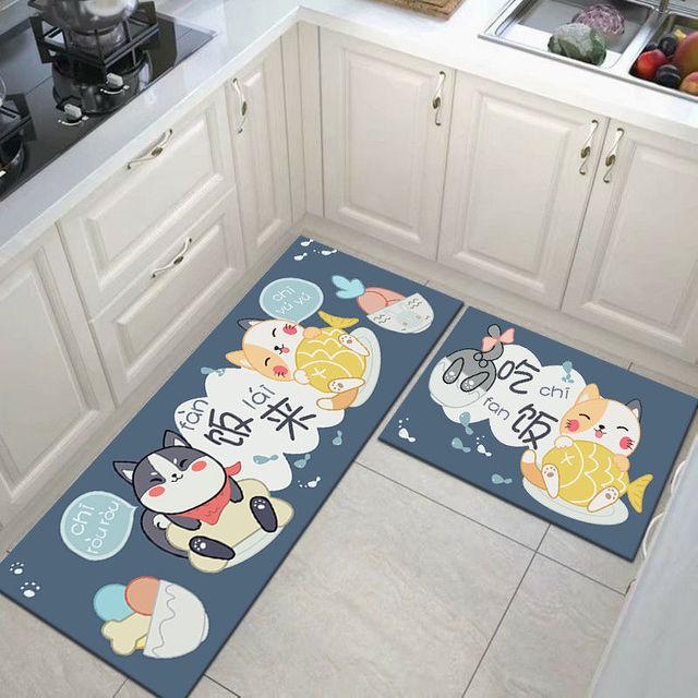 Washable Kitchen Floor Mat Parlor Carpet Bedroom Long Rug Bathroom Entrance Doormat Toilet Anti -Slip Anti -Fatigue Absorbent Mats 