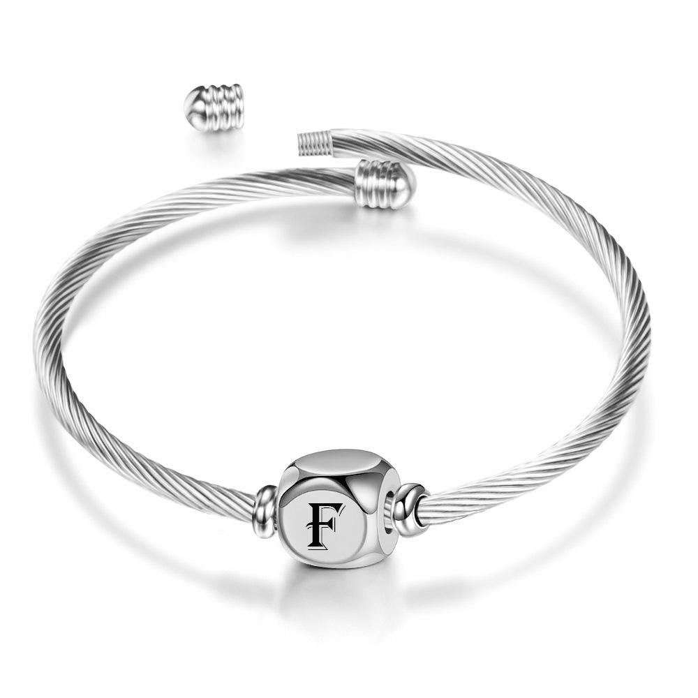 Simple Titanium Steel Open Sliding Bracelet 26 Letters All-Match Girlfriends Diy Bracelet for Women