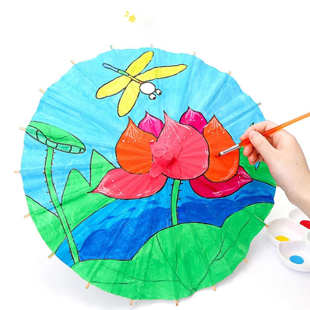 60cm Wedding Paper Umbrellas Chinese Wood Handle White DIY Photography Props for Party Decor Japanese Oiled Paper Umbrella 1-10P