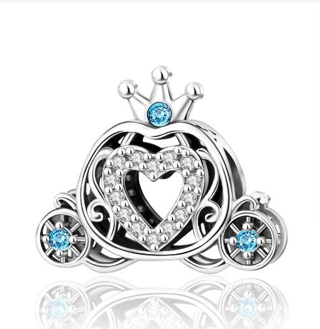 Sweet 925 Silver Car Charms Bicycle Pumpkin Carriage Ring Beads Pendant Fit Bracelet Necklace DIY Jewelry Gift