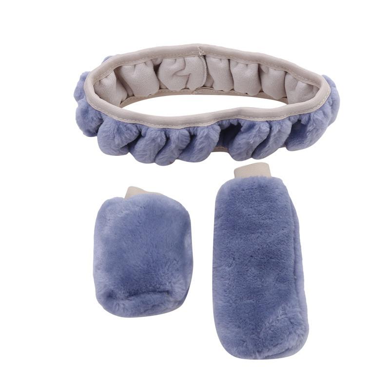 3Pcs/Set Universal Plush Car Steering Wheel Covers Winter Faux Fur Hand Brake & Gear Cover Set Car Interior Accessories 38cm