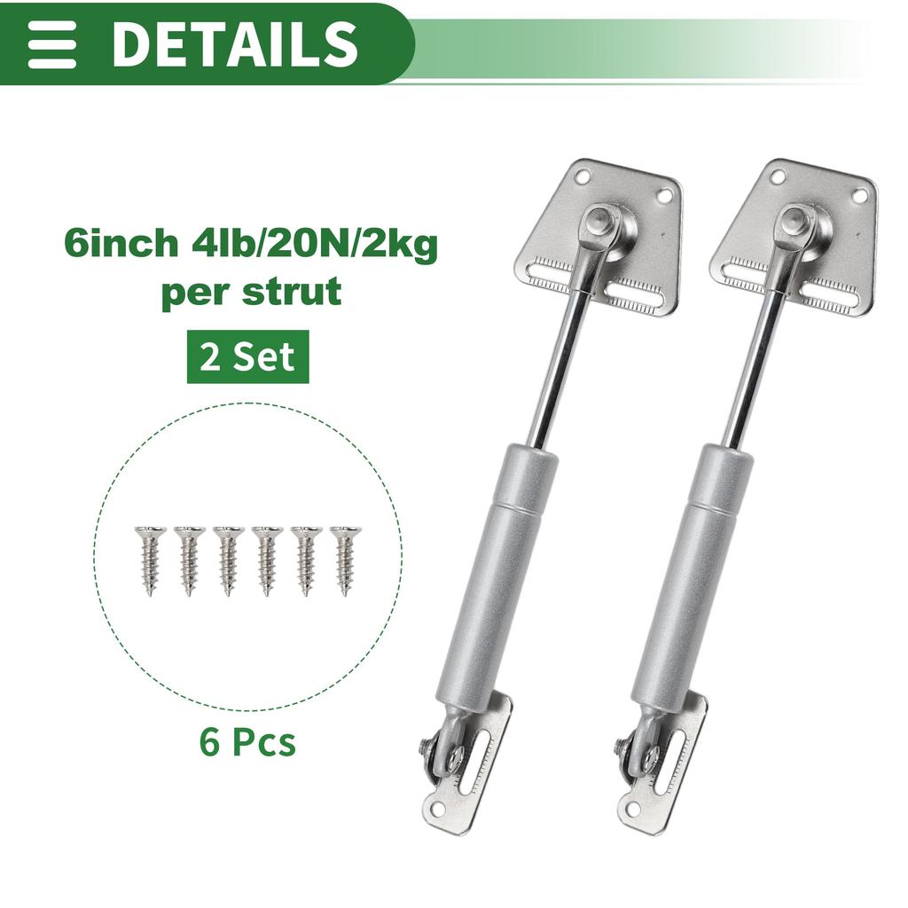 Motoforti Universal Lift Support Strut Gas Springs 6 inch/155mm 4Ib/20N/2kg Carbon Steel Silver Tone Set of 2