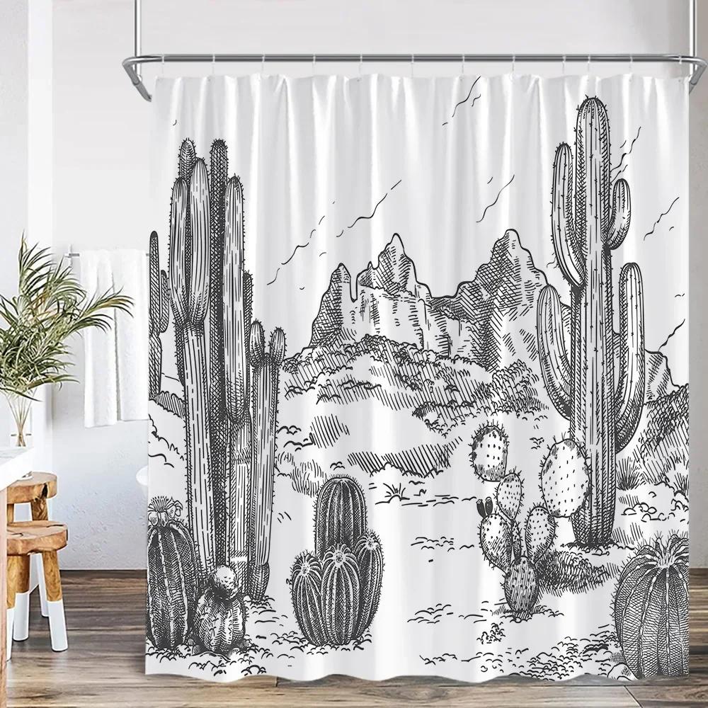 Black White Abstract Simple Line Shower Curtain Nordic Simple Bathroom Decoration Modern Polyester Shower Curtain Screen