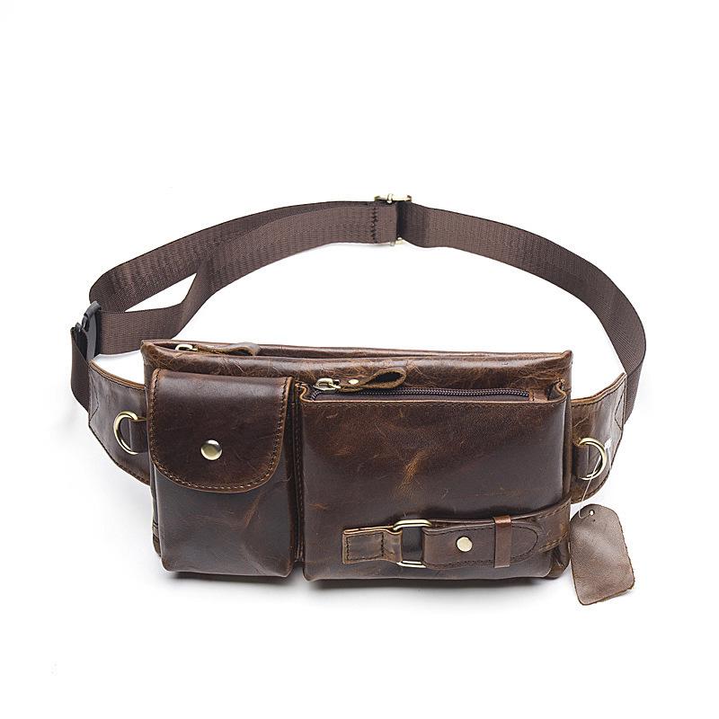 Men's Crossbody Leather Chest Bag - Genuine Cowhide Multifunctional Waist and Phone Bag