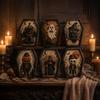 Unique Halloween Gifts for Friends Coffin-Shape Wooden Sign Decor, Pumpkin Skeleton Ghost Owl Desktop Statue Decor Patterns, Spooky Tabletop Ornament