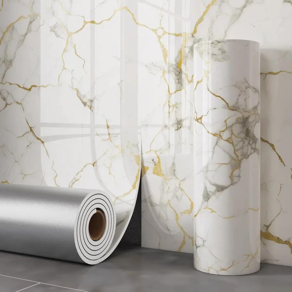 1 Roll of 3D Effect Self Adhesive Marble Tile Sticker Easy To Peel and Paste Wallpaper for Floors Ceilings and Walls Decoration