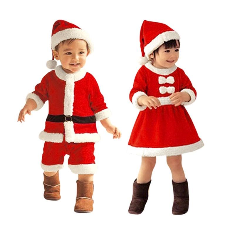 Unisex Children's Christmas Clothing High-quality Polyester Fiber Santa Claus Costume For Performances Available In Both Boys And Girls Styles