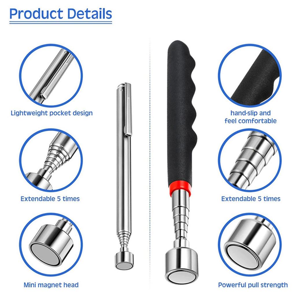 Portable Telescopic Magnetic Picker Pen Extendable Magnetic Pickup Rod for Picking Screws Nuts Bolts Auto Repair Workshop DIY Hand Tool