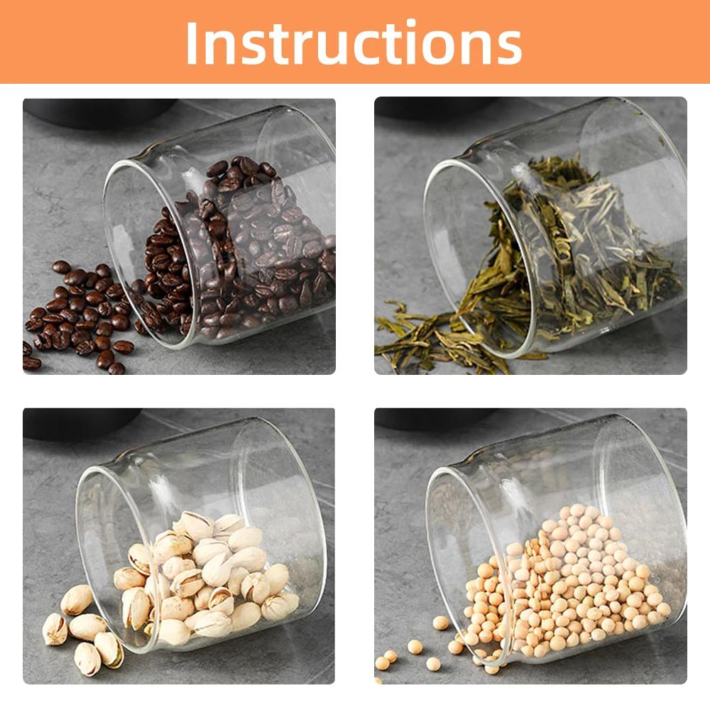 Vacuum Sealed Jar Coffee Bean Storage Bottle Kitchen Food Grain Tea Glass Jar Fresh Storage Jar Kitchen Accessories Kitchen Jars