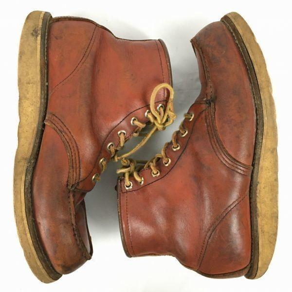 90er Halbkreis Hundemarke Vintage RED WING Arbeitsschuhe Größe 6.5F 24.5 Braun(GEBRAUCHT)