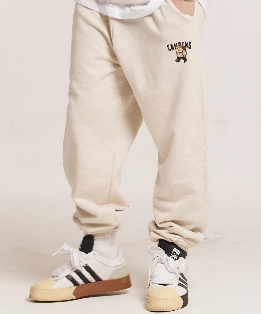 CREAM SODA LAB Camping Small Logo Training Jogger Pants Oatmeal