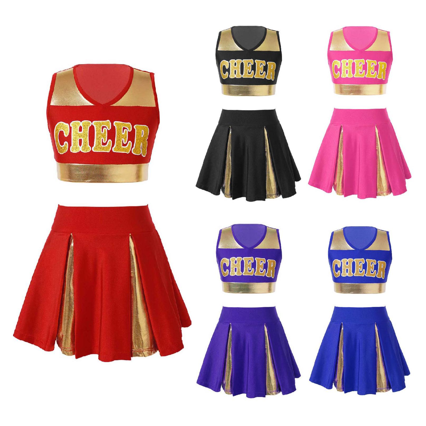 

Уніформа Cheer Girls Halloween Carnival Party Cosplay Outfit Черлідерські костюми Розміри 5-16 5-6 Years синій