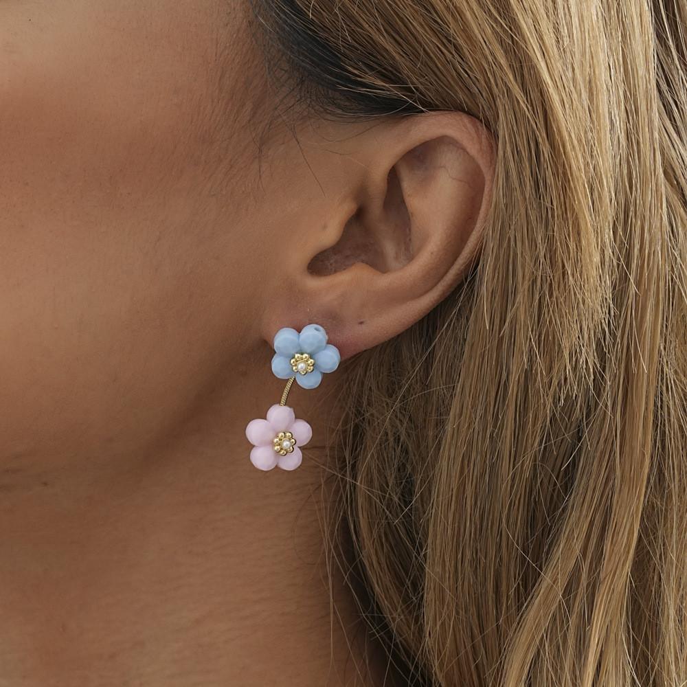 Resin Stylish Floral Stud Earrings Trendy Geometric Design Women For