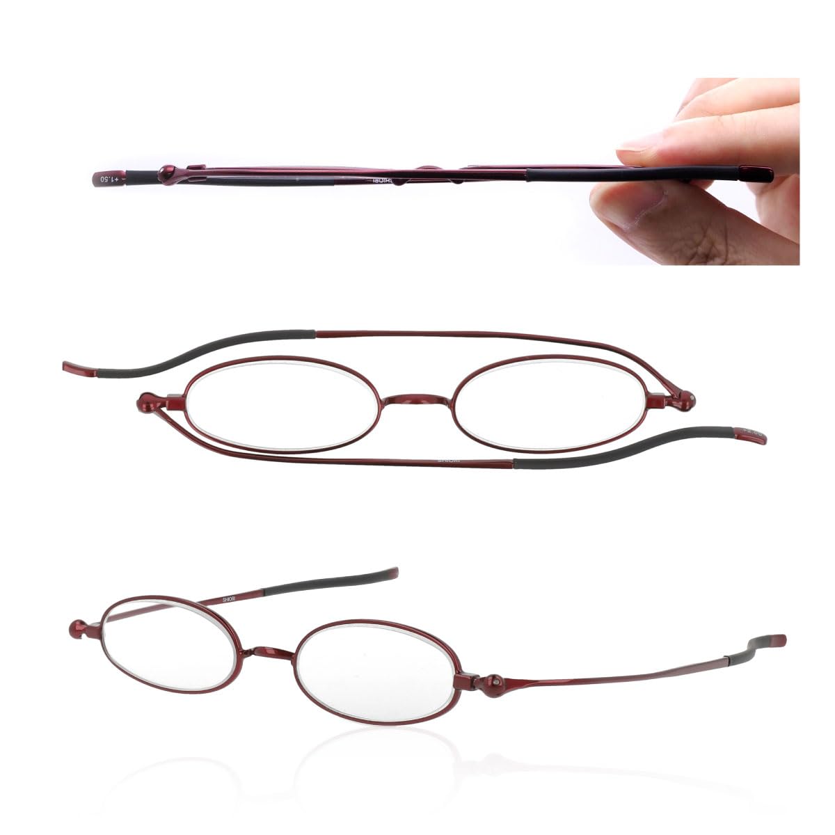 

SHIORI Shiori Тонкие очки для чтения с защитой от синего света Стильные для мужчин и женщин, винного цвета, от производителя, SI-01SA-2A, +2.50 винный