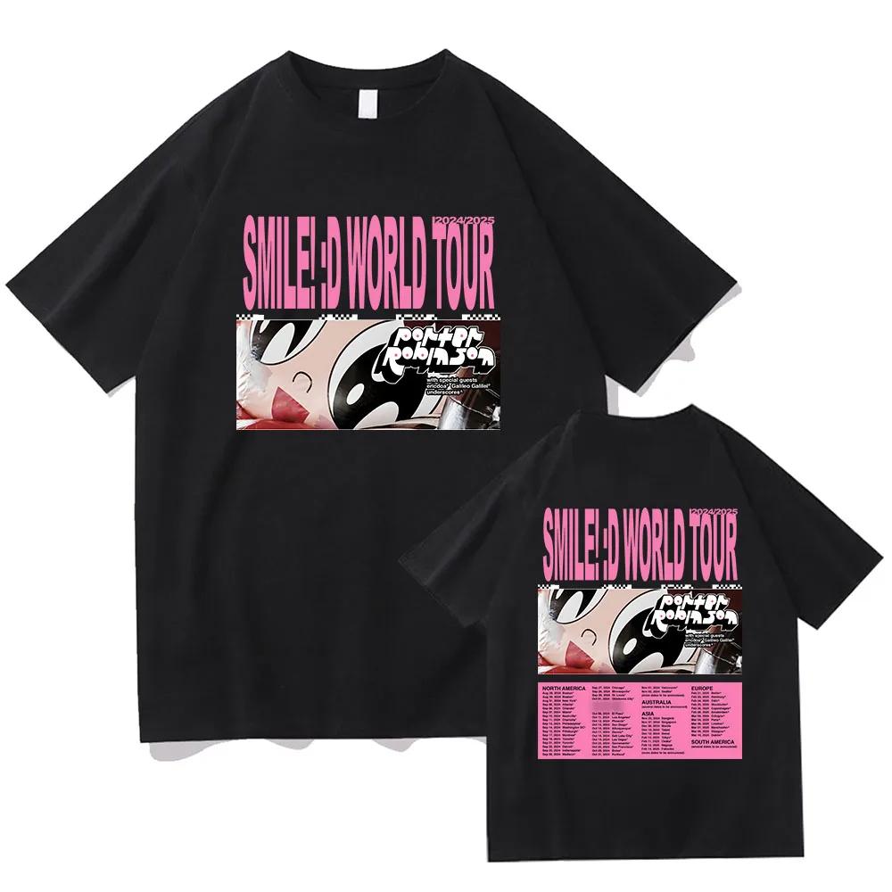 

Porter Robinson Smile World Tour 20242025 Tshirt Funny Cartoon Graphic Printing Teeshirt Cotton WomenUnisex Clothing Summer Tee 4XL