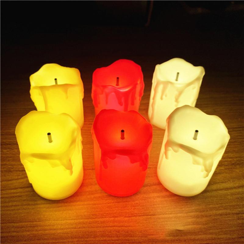 12Pcs LED Candle Lights Flameless Candle Lamp Battery Operated Tea Light Plastic Flickering Tears Candle Light Home Decor