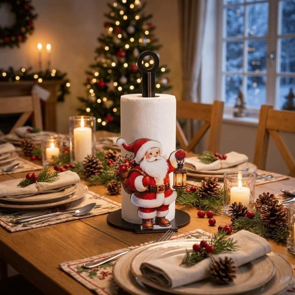 Cartoon Elk Santa Claus Paper Towel Holder For Kitchen Bathroom Dining Room