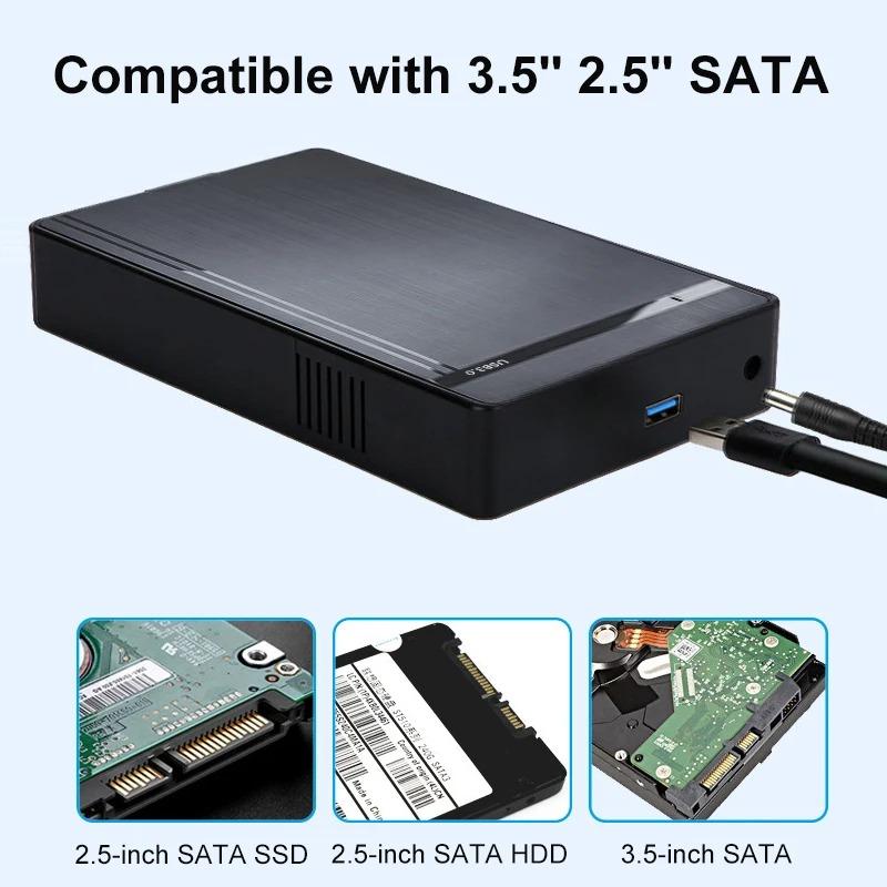 3.5 Inch HDD Case USB 3.0 To SATA External Hard Drive Disk Enclosure 5Gbps High Speed Adapter for 2.5"3.5" SSD HDD Case for PC Support 10TB Hard Drive