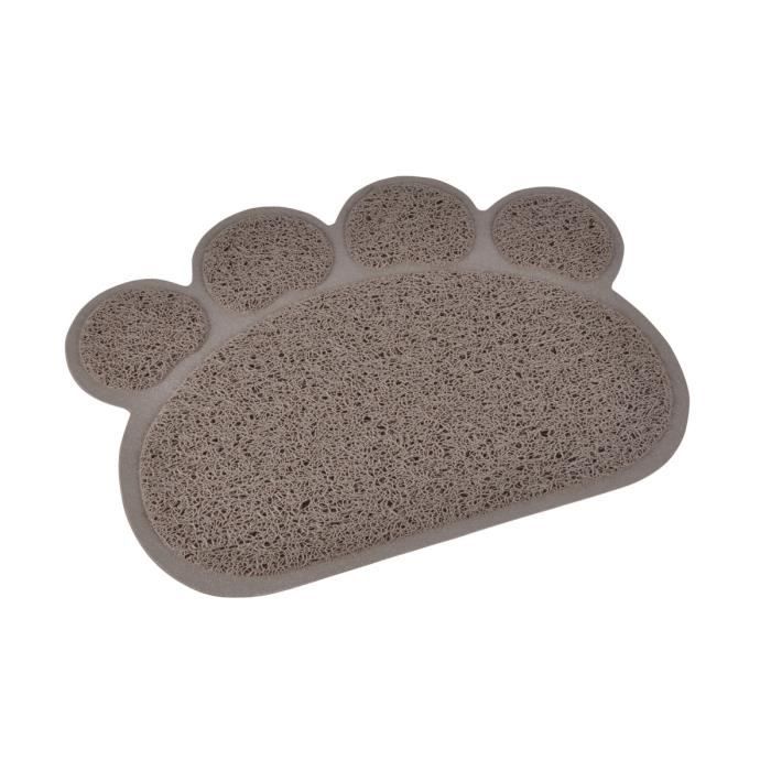 Tapis pour litière - PVC - forme patte - 30x40 cm - couleur taupe - pour chat