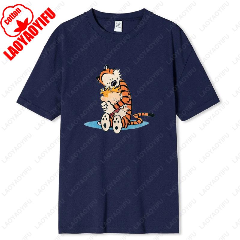 Vintage Inspired Calvin and Hobbes Graphic Tees Comfortable Cotton Unisex TShirt Classic Comic Print Men Women Loungewear Tops