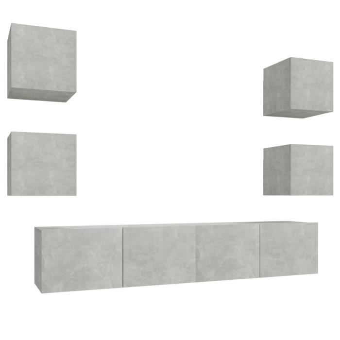VidaXL Ensemble de meubles TV 6 pcs Gris béton Bois d'ingénierie 3114257