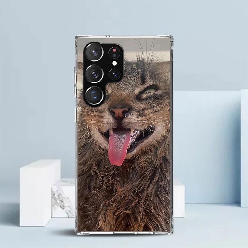 Haustier Katze Lustige Memes Weiche Hülle für Samsung Galaxy S25 Edge S26 S24 S23 Ultra Handyhülle S22 S21 Plus S20 FE Muster Schale