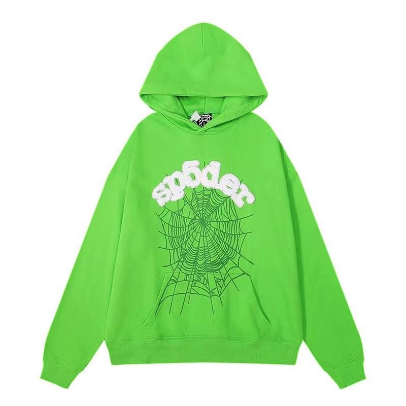 Mens Oversized Hooded Sweatshirt With Spiderweb Print Thick Fleece-Lined Cotton Pullover Casual Streetwear