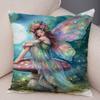 Urocza Kreskówkowa Leśna Dziewczynka Elf Poszewka na Poduszkę Dwustronny Nadruk Poszewka Dekoracja na Sofę Dom Super Miękka Pluszowa Poszewka na Poduszkę ,(5)