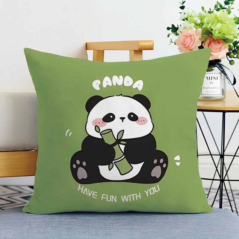 Cute Panda Print Decorative Pillowcase Bedroom Living Room Square Cushion Pillowcase