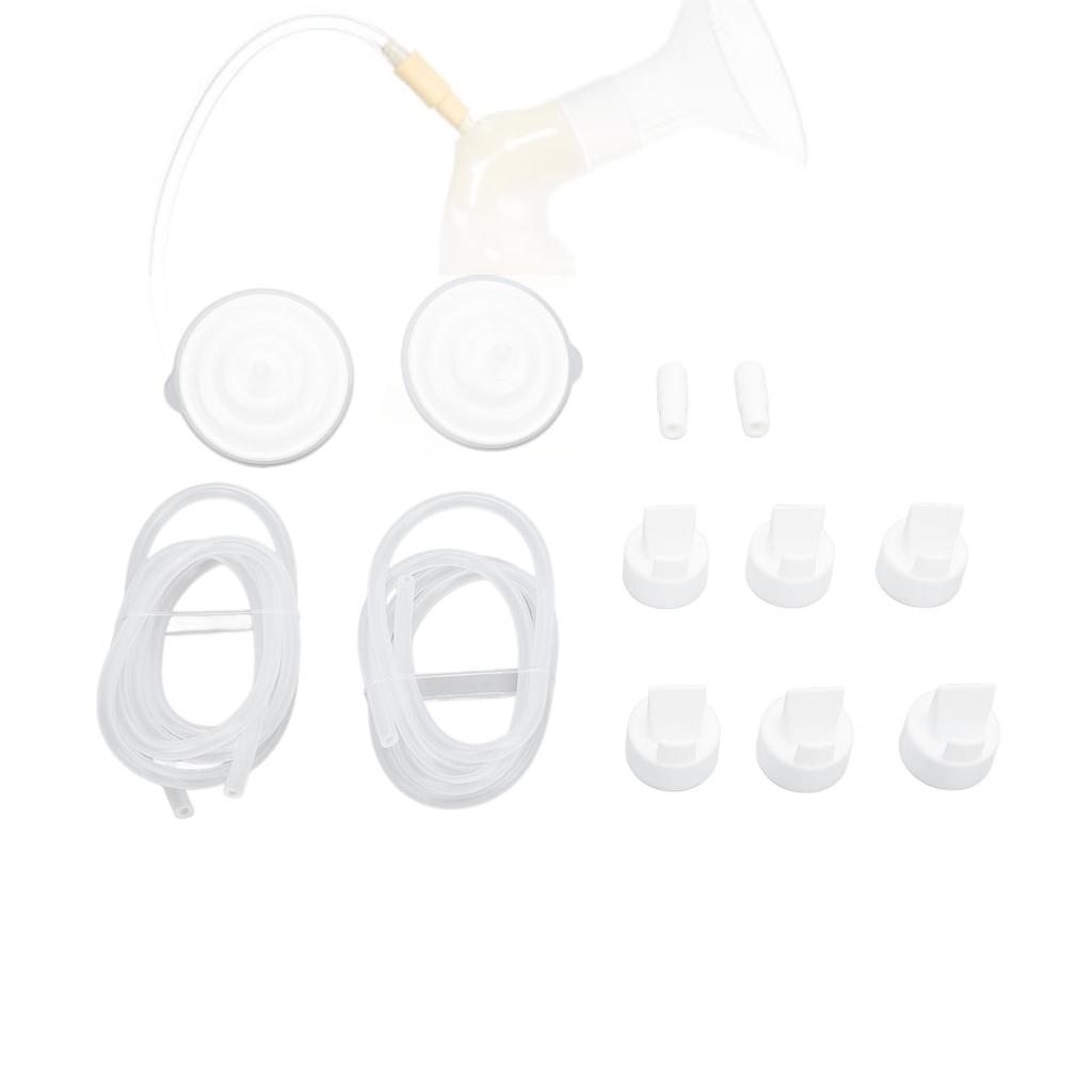 Příslušenství k odsávačce mateřského mléka Ochrana proti zpětnému toku Silikonové hadičky Konektory Bílé ventilky s kachním zobáčkem pro prsa